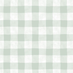 Gingham Checks in Soft Sage Green and White - Large Scale