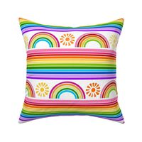 Large Scale Color Your World Rainbow Stripes and Sunshine on White