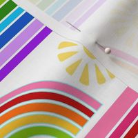 Large Scale Color Your World Rainbow Stripes and Sunshine on White