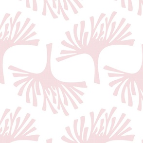 cotton candy and white abstract leaves - block print botanical - pink leaves fabric and wallpaper