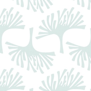 sea glass and white abstract leaves - block print botanical - green leaves fabric and wallpaper