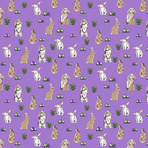 Clover Patch Bunnies Easter Purple