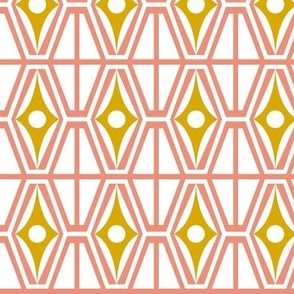 Metro - Midcentury Modern Retro Geometric Coral Pink Goldenrod Yellow Regular Scale