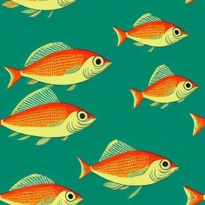 goldfish on aquamarine background