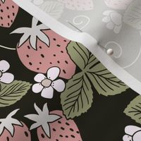 Strawberry patch, black, large scale