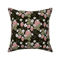 Strawberry patch, black, large scale