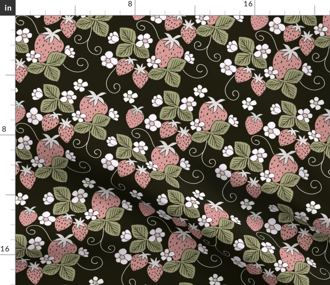 Strawberry patch, black, large scale