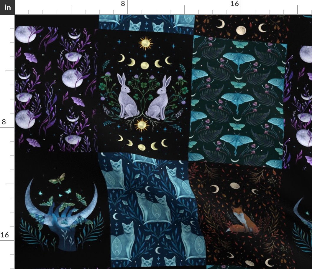 6"x9" Mystical Animals Quilt Panel Patchwork