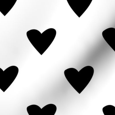 large - black hearts on white