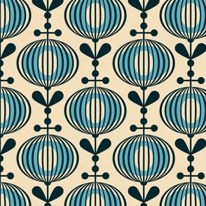 Modern Mid Century Wallpaper Geometric Flower / Light Blue Version / Large Scale 