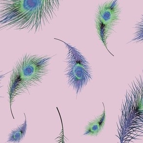 Peacock Feathers - Pinks and Blues