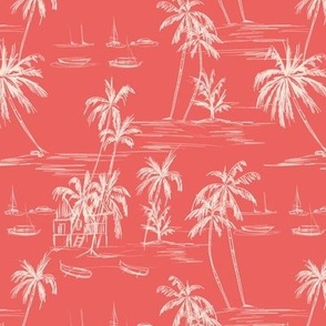 Red & Beige Beach Palms S