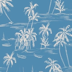 Blue Navy Beach Palms