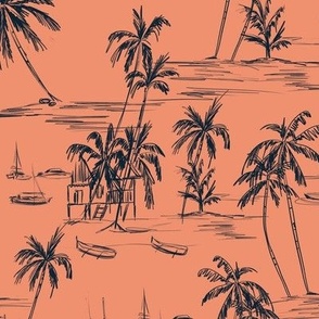 Tropical Beach peach and black