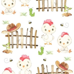 Farm Animals Rooster Chicken Bee Baby Nursery 