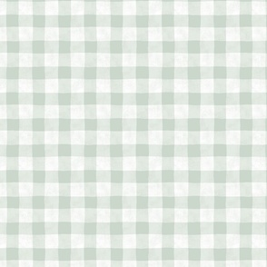 Gingham Checks in Soft Sage Green and White - Medium Scale