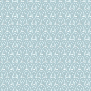 Block Print Scallop Pattern in Blue Smoke - Medium Scale