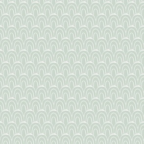 Block Print Scallop Pattern in Soft Sage Green - Medium Scale