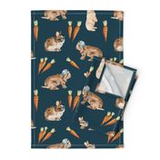 Cool Bunnies and Carrots on Navy Blue 12 inch