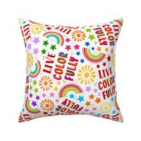 Large Scale Live Color Fully Rainbows Stars and Sunshine on White