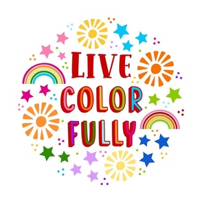 18x18 Panel Live Color Fully Rainbows Stars and Sunshine for DIY Throw Pillow or Cushion Cover