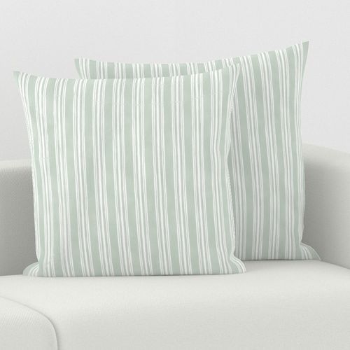 White Irregular Ticking Stripes on Soft Sage Green - Small Scale