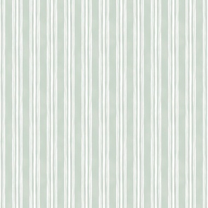 White Irregular Ticking Stripes on Soft Sage Green - Small Scale