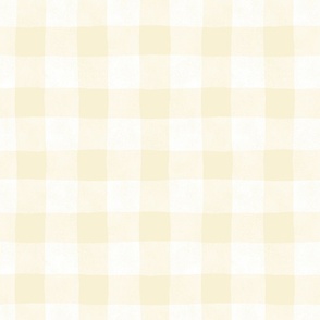 Gingham Checks in Barely There Pale Butter Yellow and White - Large Scale