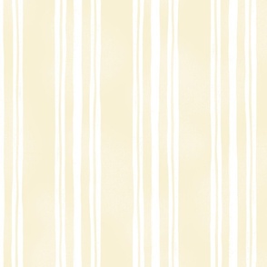 White Irregular Ticking Stripes on Pale Butter Yellow - Extra Large Scale