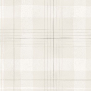 Distressed Neutral Beige Block Print Plaid - Extra Large Scale for Wallpaper & Home Decor