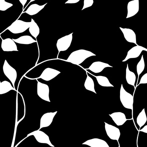 Simple White On Black Leaf Design