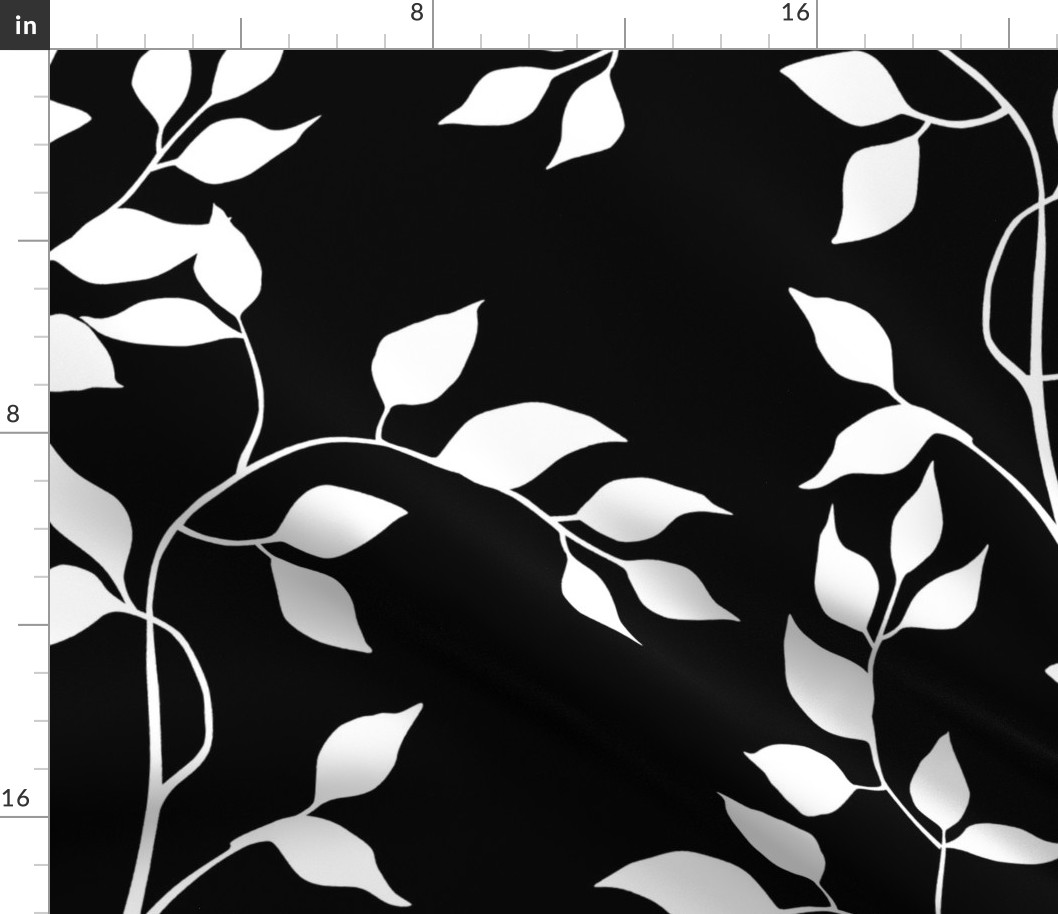 Simple White On Black Leaf Design