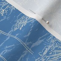 Sky Blue Floral Crinkled Paper