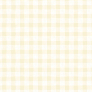 Gingham Checks in Barely There Pale Butter Yellow and White - Medium Scale