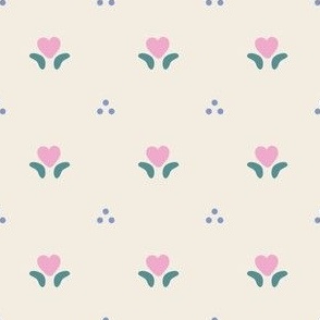 80's Country Heart Flowers in Cream