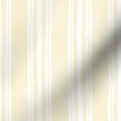 White Irregular Ticking Stripes on Light Butter Yellow - Medium Scale