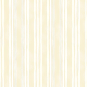 White Irregular Ticking Stripes on Light Butter Yellow - Medium Scale