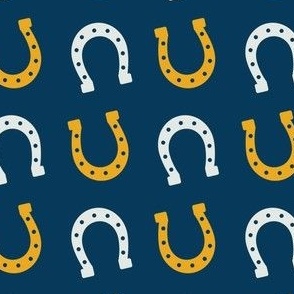 Good Luck Horse Shoes - Saint Patrick's Day Lucky - Blue White - Luck Horse Shoes - Gold, White and Navy Blue