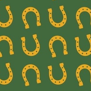 Good Luck Horse Shoes - Saint Patrick's Day Lucky - Blue White - Luck Horse Shoes - Gold and Dark Olive Green