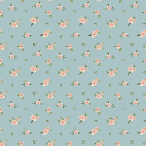 Small Pink Easter Floral on Blue 6 inch