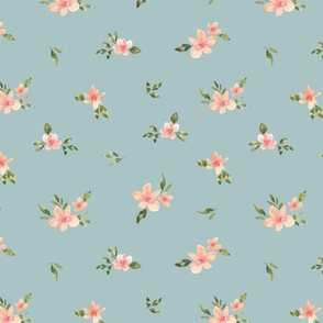 Small Pink Easter Floral on Blue 12 inch