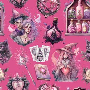 Valentines Witch Pink