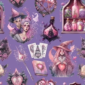 Valentines Witch Purple