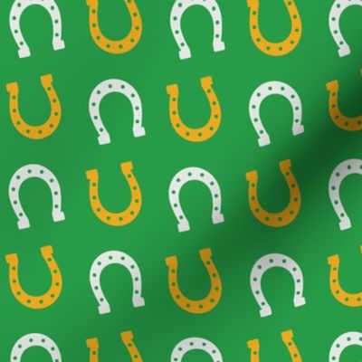 Good Luck Horse Shoes - Saint Patrick's Day Lucky - Blue White - Luck Horse Shoes - Gold, White and Green