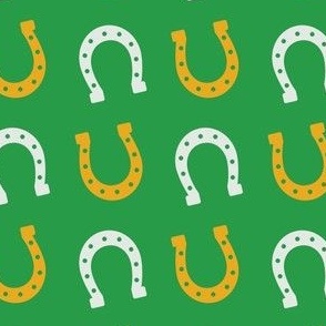 Good Luck Horse Shoes - Saint Patrick's Day Lucky - Blue White - Luck Horse Shoes - Gold, White and Green
