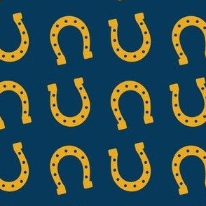 Good Luck Horse Shoes - Saint Patrick's Day Lucky - Blue White - Luck Horse Shoes - Gold and Navy Blue