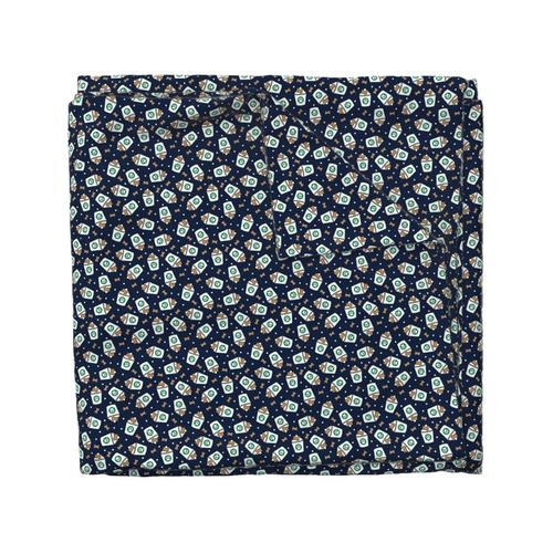 Puppy Coffee Treat - Dog Bone - navy with bones & polka - C23