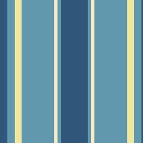 80's French Country Stripe in Dusty Blue