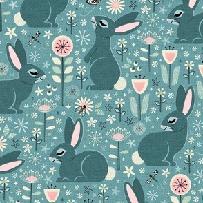 Rabbits and Wildflowers LG Scale