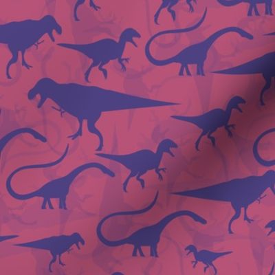 Dinosaur Silhouette Pink Purple Kids Room Animals Extinct Girls Room